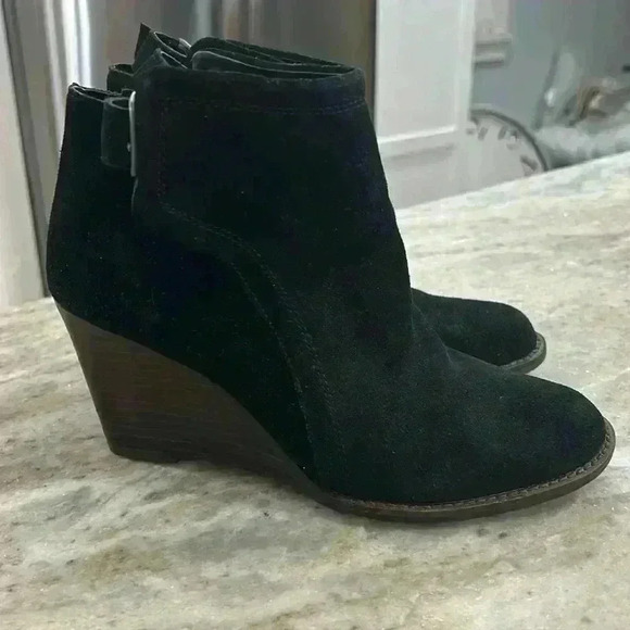 Lucky Brand Shoes - Lucky Brand Black suede wedge boots Sz 7M. Excellent condition